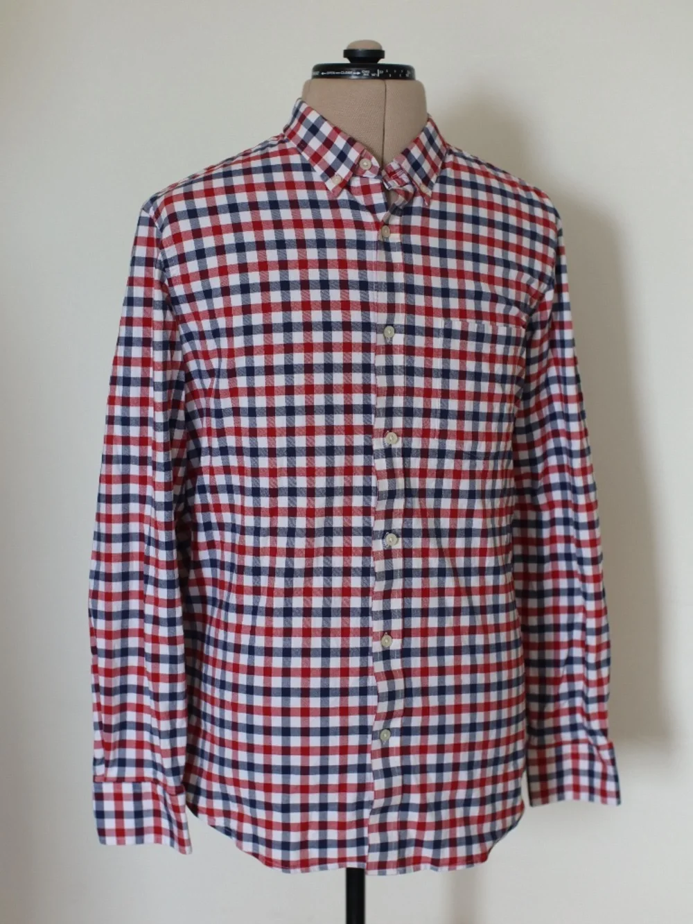 Stylish Vintage Banana Republic Blue, Red and White Plaid Shirt with a Preppy Vi